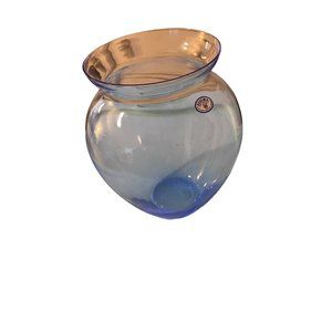 Decorative Bohemia Crystal Flower Light  Blue Vase 7 1/2 “